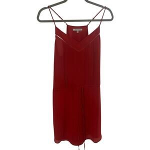 Naked Zebra Chiffon Slip Mini Dress Tie Waist Casual Lightweight Spring Red S